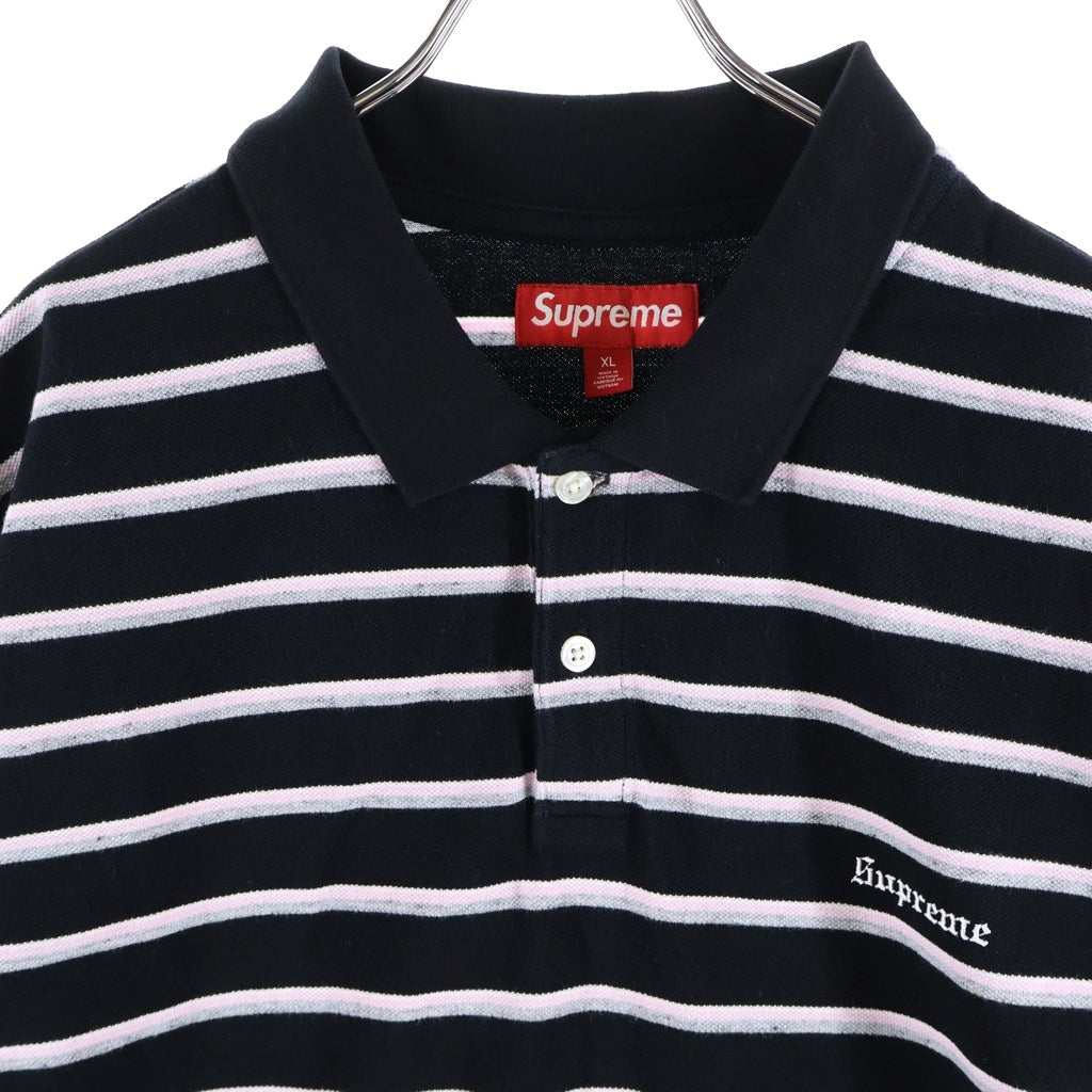 SUPREME(シュプリーム) 26SS Washed Stripe Polo ウォッシュド ストライプ 半袖ポロシャツ ブラック