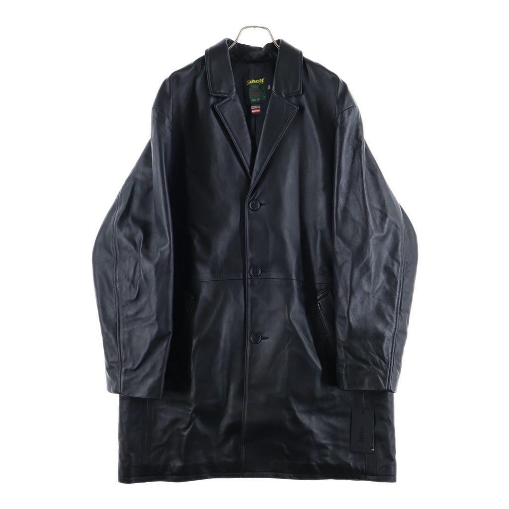 SUPREME(シュプリーム) 26SS ×Schott Leather Overcoat ショット ラムレザー コート ジャケット ブラック