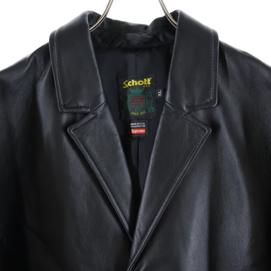 SUPREME(シュプリーム) 26SS ×Schott Leather Overcoat ショット ラムレザー コート ジャケット ブラック