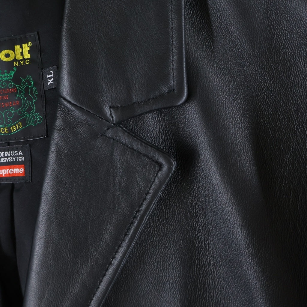 SUPREME(シュプリーム) 26SS ×Schott Leather Overcoat ショット ラムレザー コート ジャケット ブラック