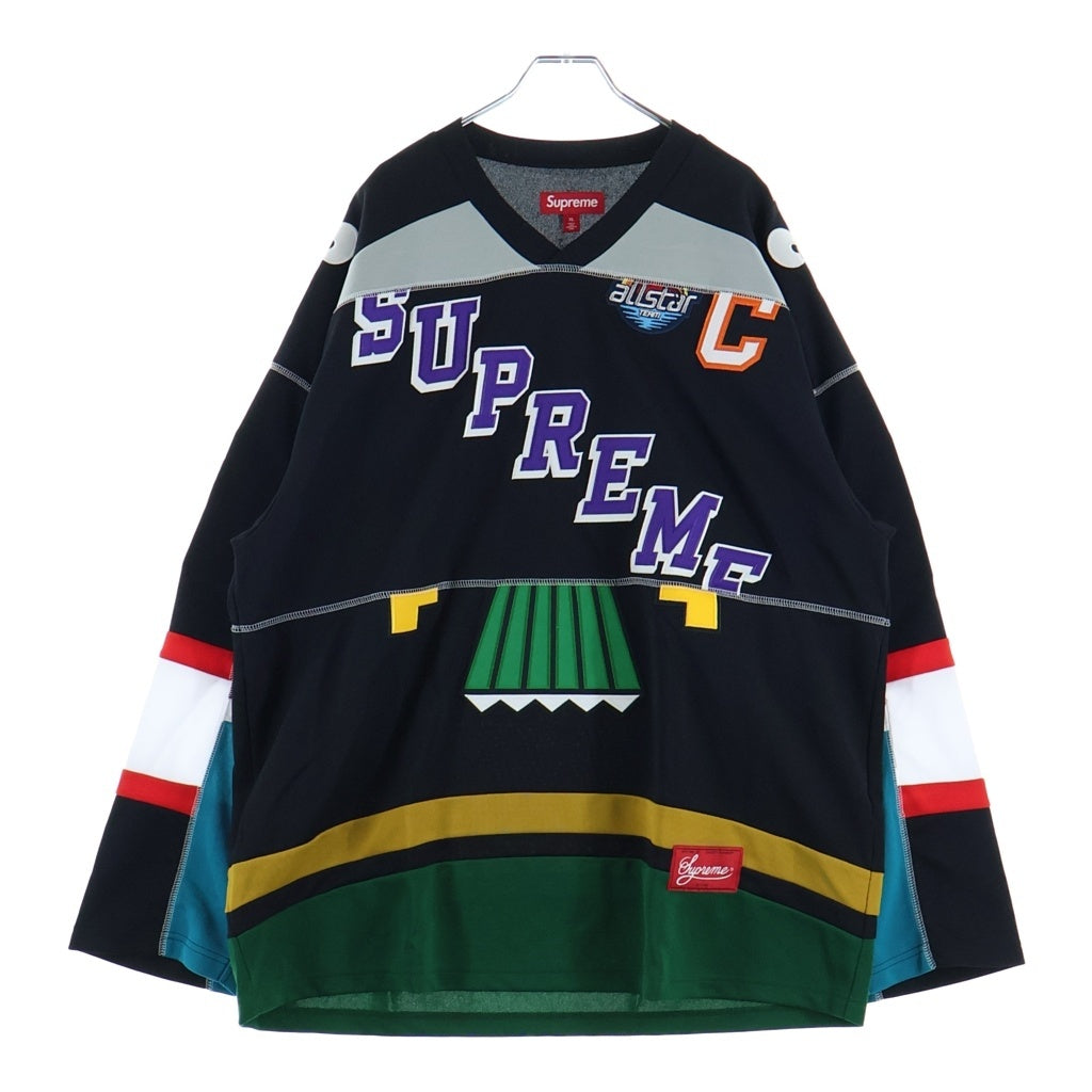 SUPREME(シュプリーム) 26SS Paneled Hockey Jersey パネルド 総柄 ホッケージャージー 長袖カットソー ブラック