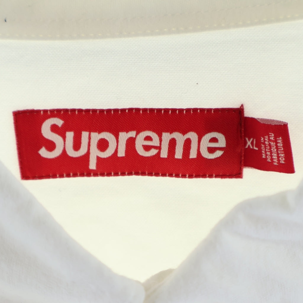SUPREME(シュプリーム) 24SS Loose Fit Flannel Oxford Shirt クラウンロゴ ルーズフィット フランネル オックスフォード長袖シャツ ホワイト