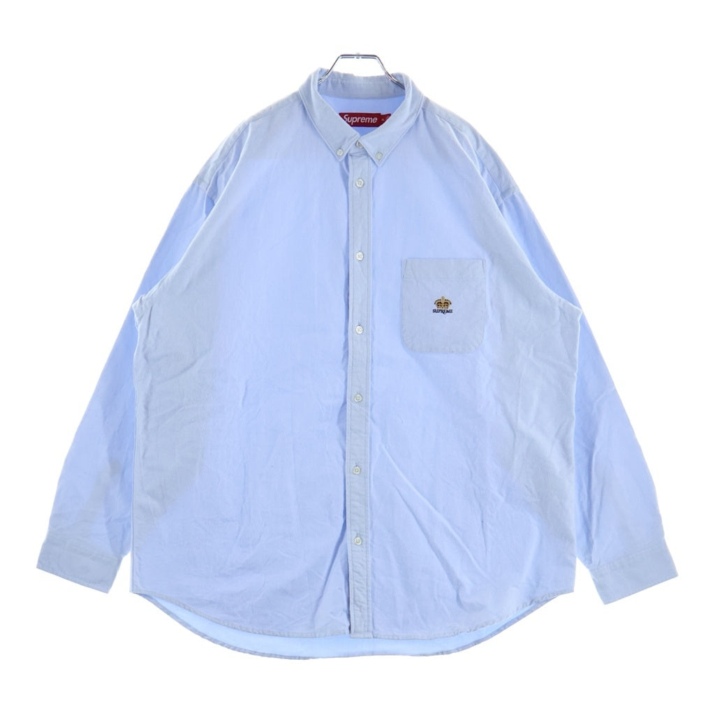 SUPREME(シュプリーム) 24SS Loose Fit Flannel Oxford Shirt クラウンロゴ ルーズフィット フランネル オックスフォード長袖シャツ ライトブルー