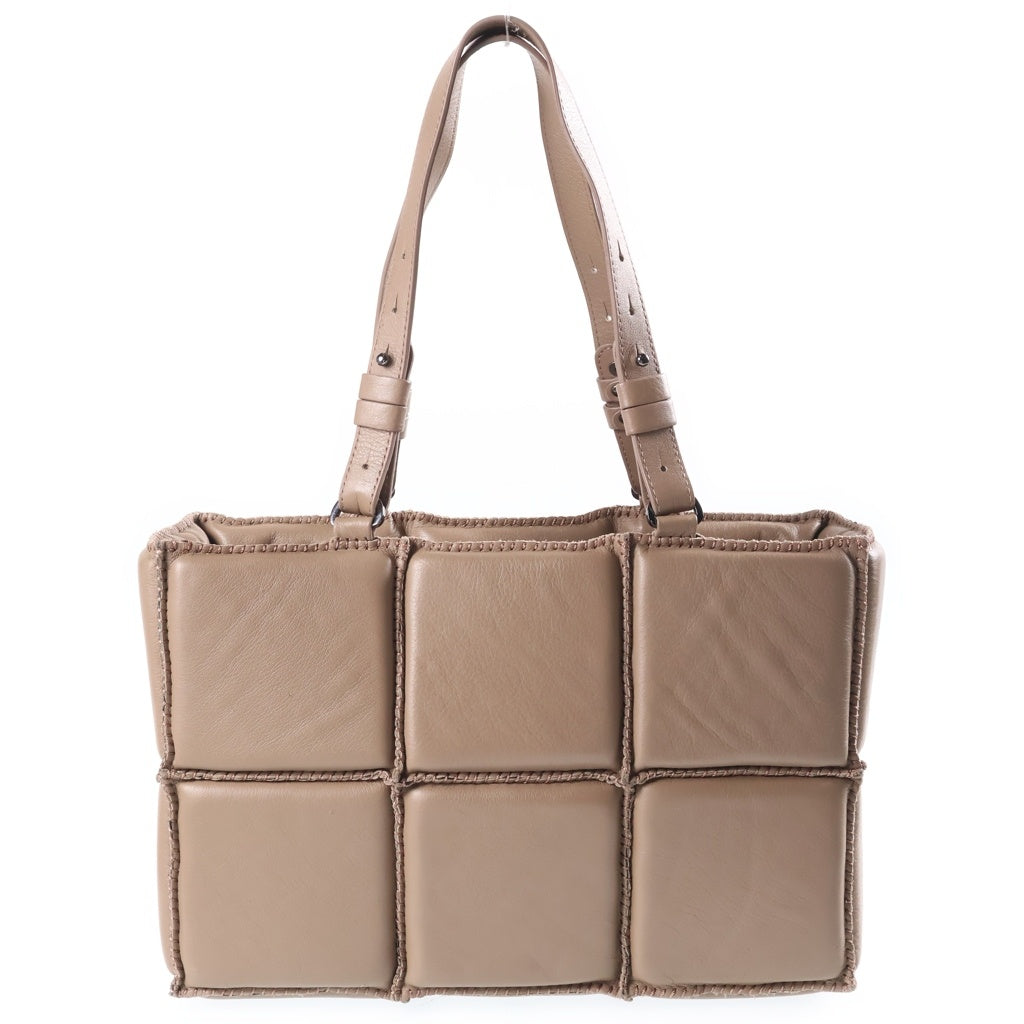 JAMIN PUECH(ジャマンピュエッシュ) JONU M PAD BAGS ジョヌ レザー パッド パッチワーク ショルダー ハンドバッグ ベージュ レディース