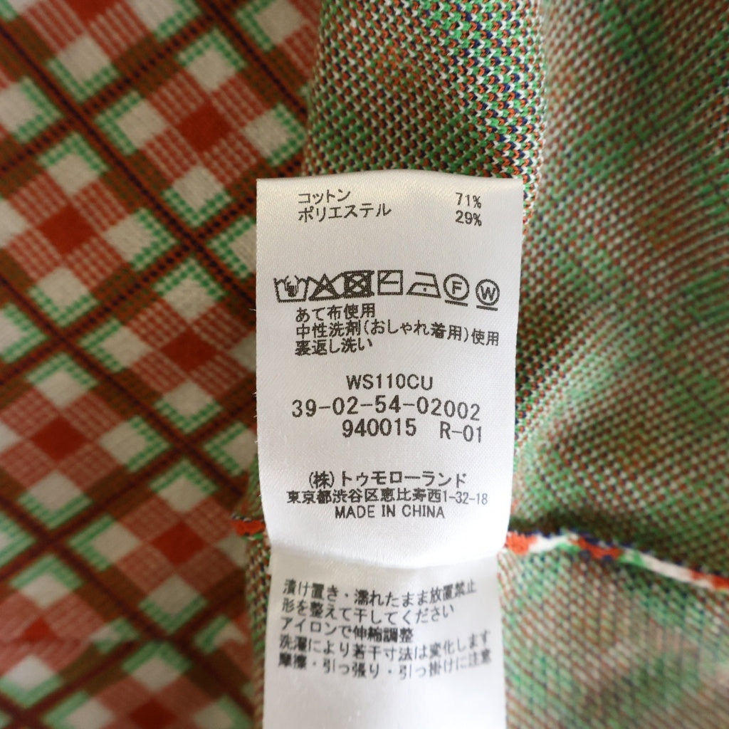 CABaN(キャバン) 25AW コットンポリエステル チェックジャカード ショートスリーブプルオーバー 半袖ニットセーター レッド レディース 39-02-54-02002