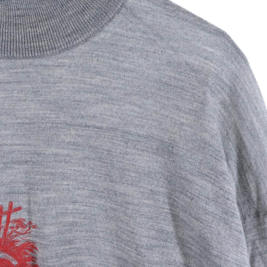JOHN SMEDLEY(ジョンスメドレー) 22AW ×SHINYA KOZUKA ANTIQUE HIGH GAUGE シンヤコズカ アンティーク ハイゲージ グラフィックプリント モックネック ニットセーター グレー 2202SK72A