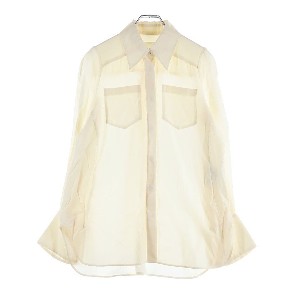 Mame Kurogouchi(マメ クロゴウチ) 22AW VOLUME SLEEVE SHIRT シルク ボリュームスリーブ 長袖シャツ ホワイト レディース MM22PF-SH715