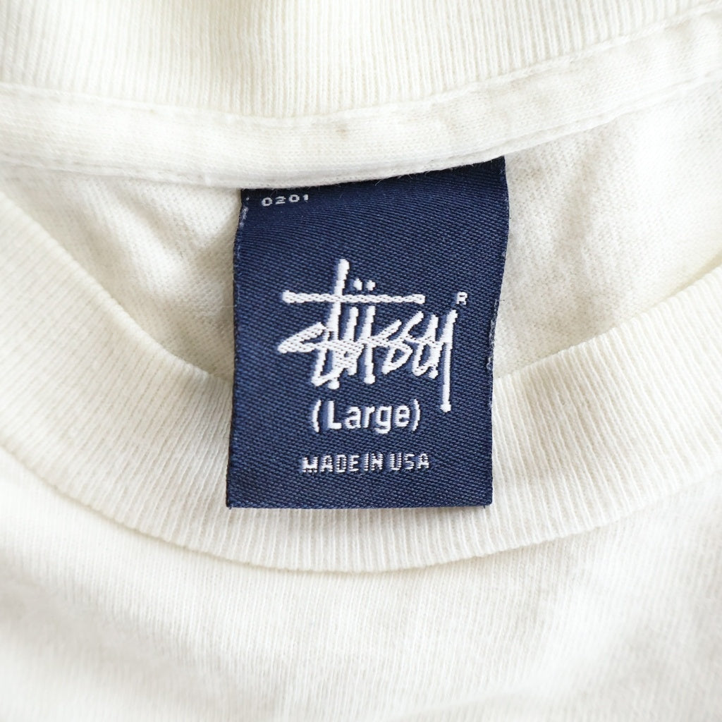 STUSSY(ステューシー) 00S OLD WTAPS ダブルタップス USA製 紺タグ ロゴプリント クルーネック 半袖Tシャツ カットソー ホワイト