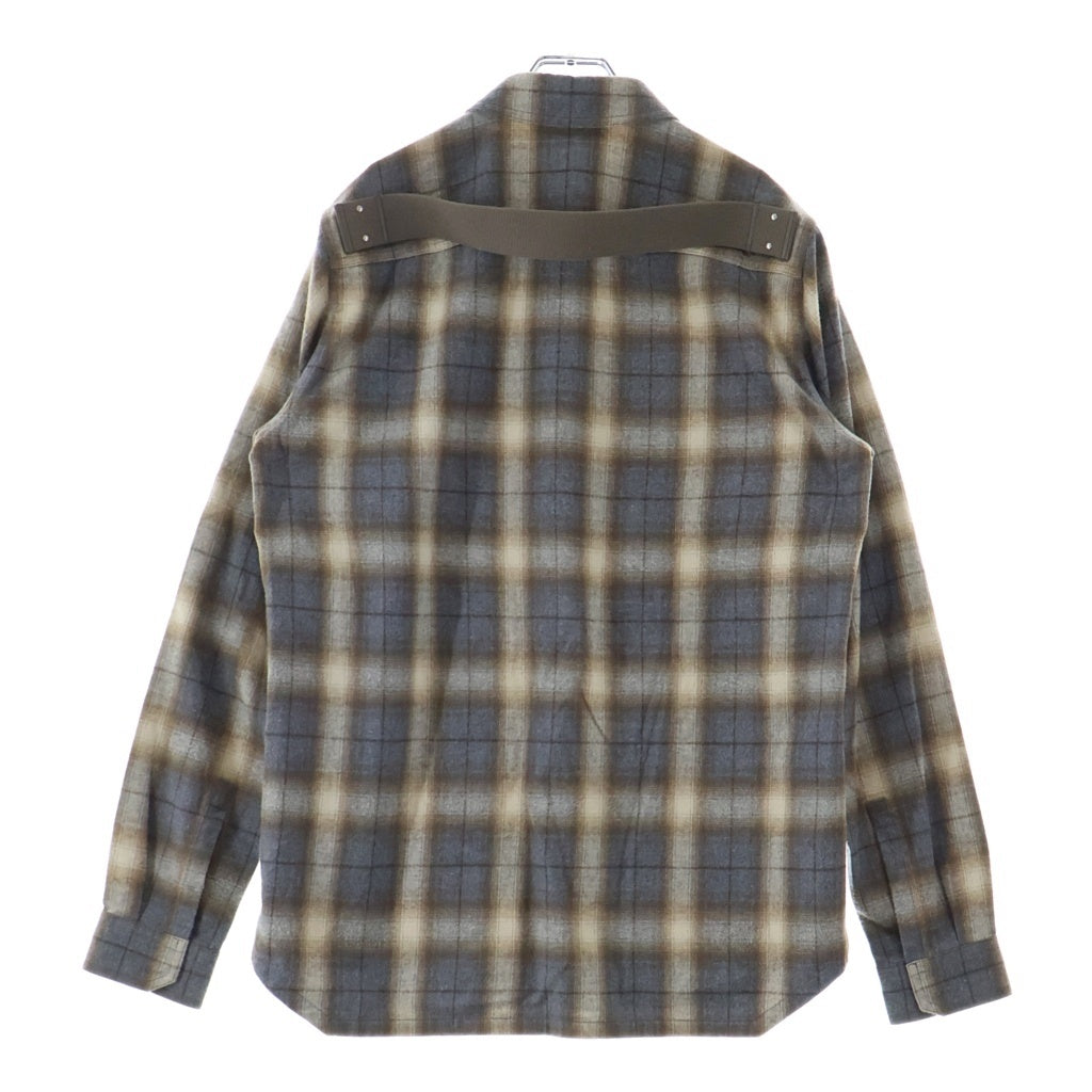 Rick Owens(リックオウエンス) 25SS OUTERSHIRT チェック総柄 アウターフランネル長袖シャツ グレー/ブラウン RU01E5236-CP