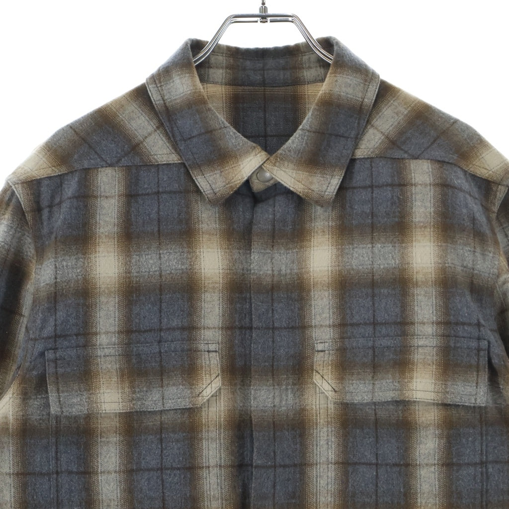 Rick Owens(リックオウエンス) 25SS OUTERSHIRT チェック総柄 アウターフランネル長袖シャツ グレー/ブラウン RU01E5236-CP