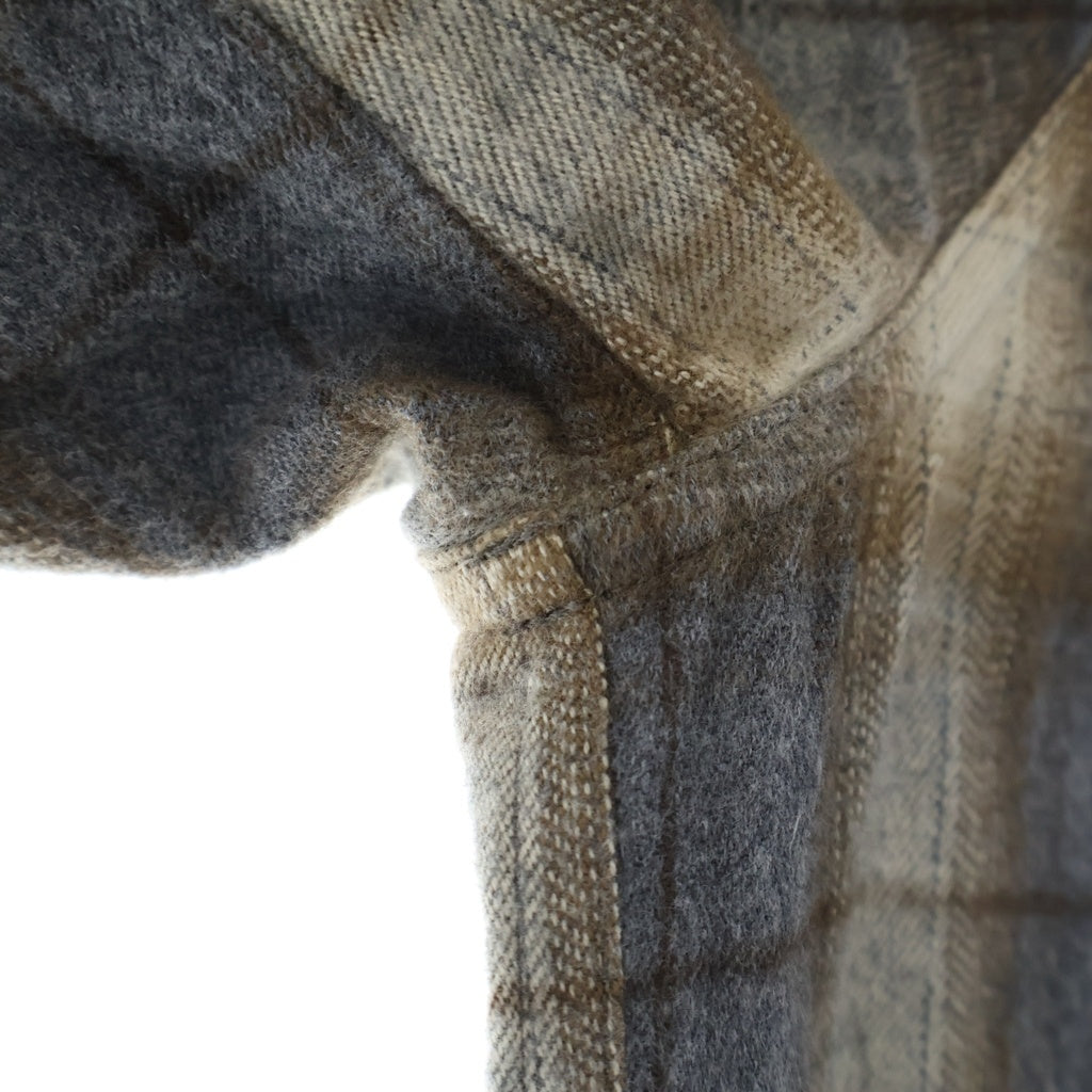 Rick Owens(リックオウエンス) 25SS OUTERSHIRT チェック総柄 アウターフランネル長袖シャツ グレー/ブラウン RU01E5236-CP