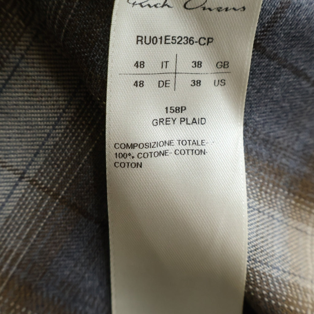 Rick Owens(リックオウエンス) 25SS OUTERSHIRT チェック総柄 アウターフランネル長袖シャツ グレー/ブラウン RU01E5236-CP