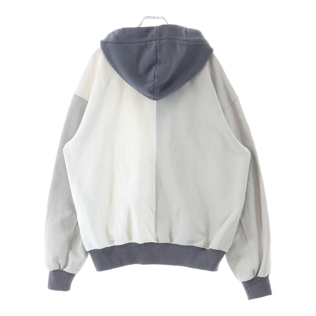 New Balance(ニューバランス) 26SS ×BEAMS MADE IN U.S.A. WASHED HOODIE ビームス別注 米国製 切替カラー ウォッシュド ジップアップフーディー パーカー グレー/ホワイト MT6166UQMGT