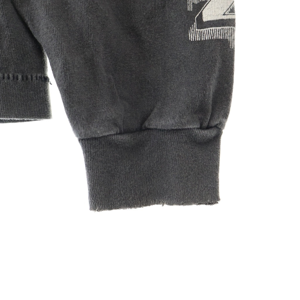 SAINT MICHAEL(セントマイケル) 22AW KMR_LS TEE/$ 河村康輔 両面ロゴプリント ヴィンテージ加工 クルーネック長袖Tシャツ カットソー グレー SM-A22-0000-083