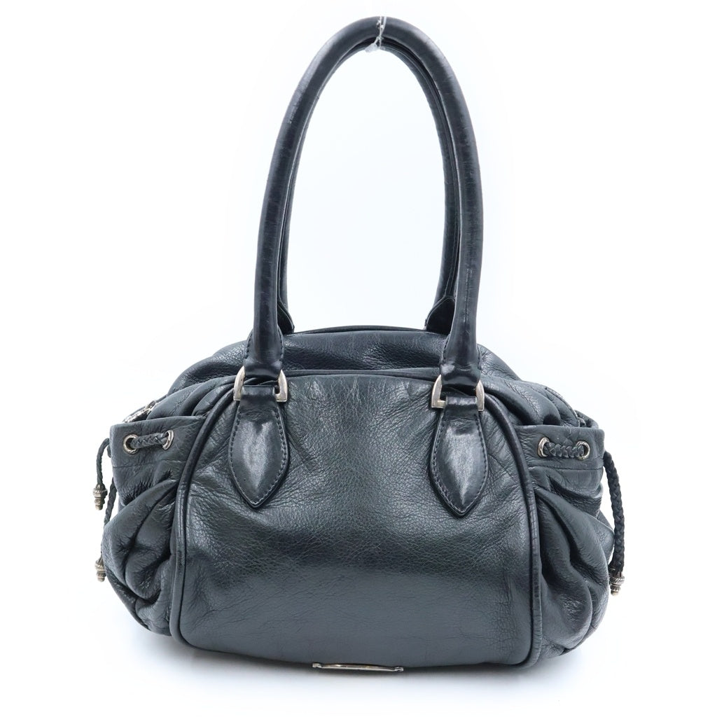 CHROME HEARTS(クロムハーツ) SQRRY JO FILI SM スクローリー フィリグリークロス レザー ハンドバッグ ブラック
