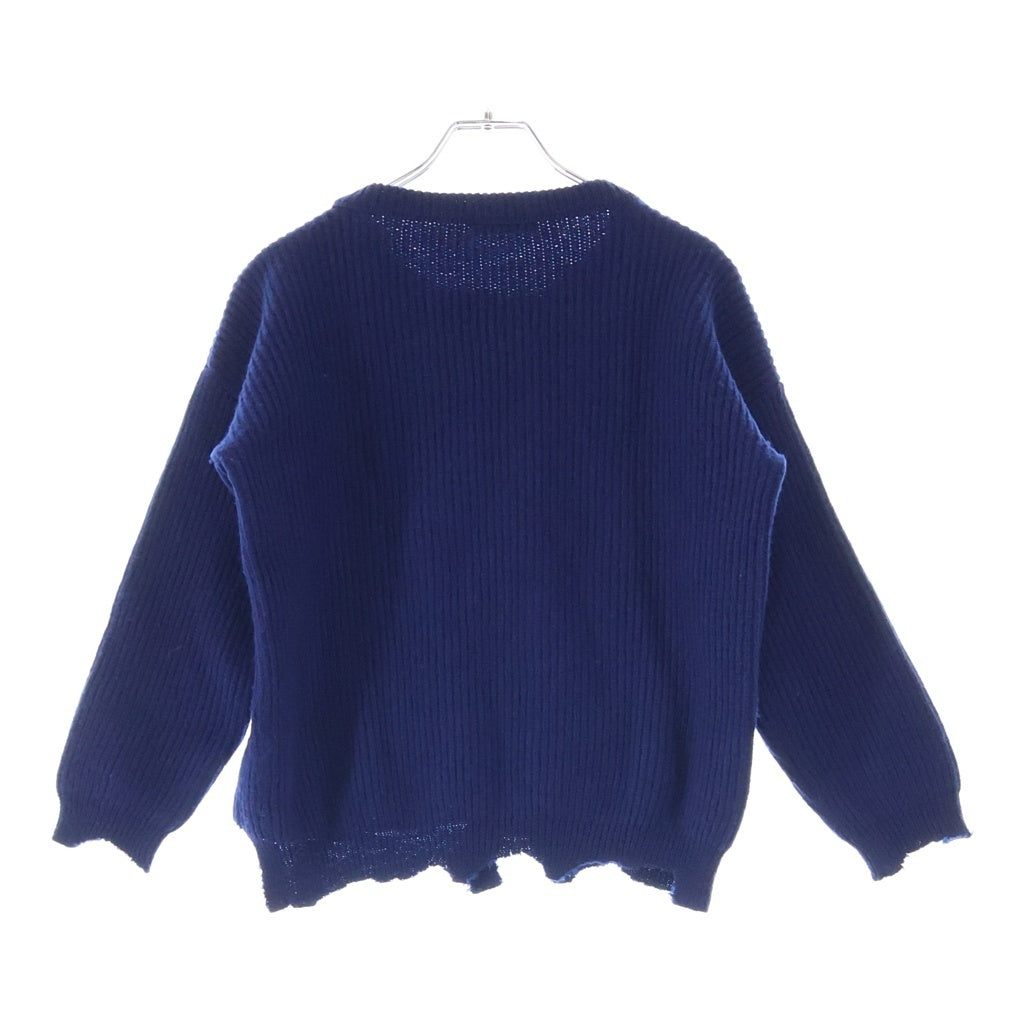 RAF SIMONS(ラフシモンズ) 16AW TWIN PEAKS Y VARSITY KNIT ツイン ピークス バーシティ ダメージニットセーター ブルー