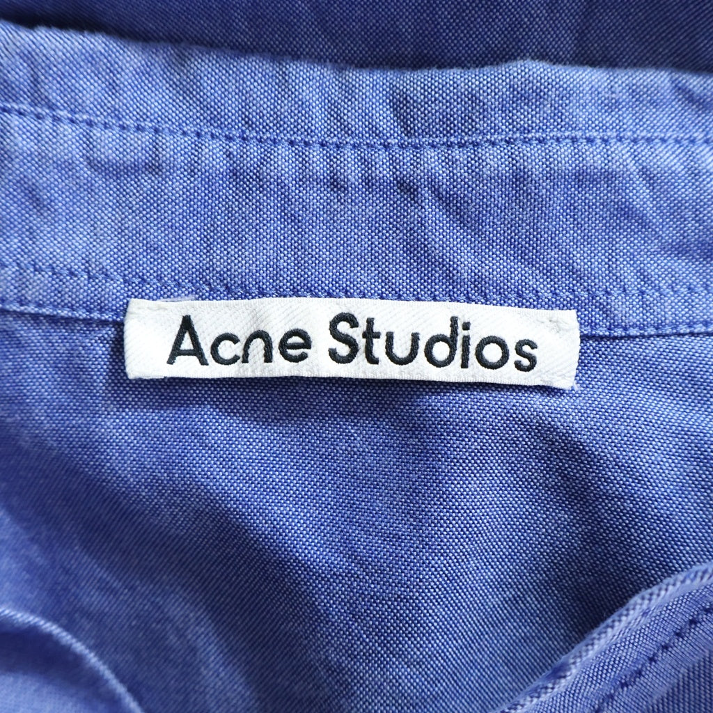 Acne Studios(アクネ ストゥディオズ) 22AW バブルロゴ エンブロイダリー ロングスリーブ 長袖シャツ ブルー