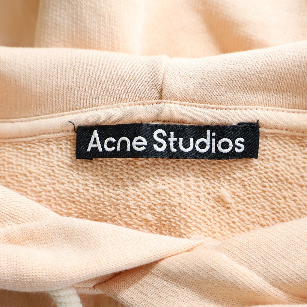 Acne Studios(アクネ ストゥディオズ) フェイス ロゴ パッチ ドローストリング プルオーバー フーデッド スウェット パーカー ピンク FA-UX-SWEA000078