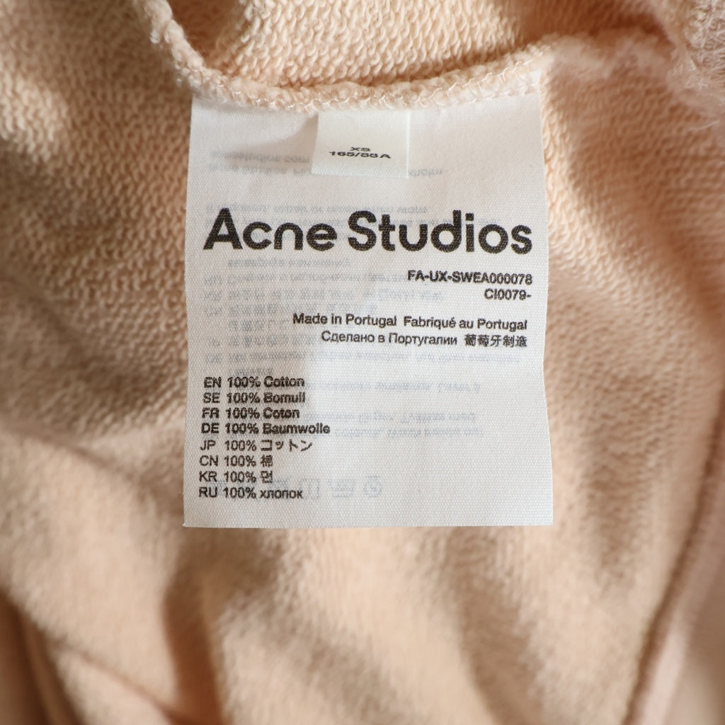 Acne Studios(アクネ ストゥディオズ) フェイス ロゴ パッチ ドローストリング プルオーバー フーデッド スウェット パーカー ピンク FA-UX-SWEA000078