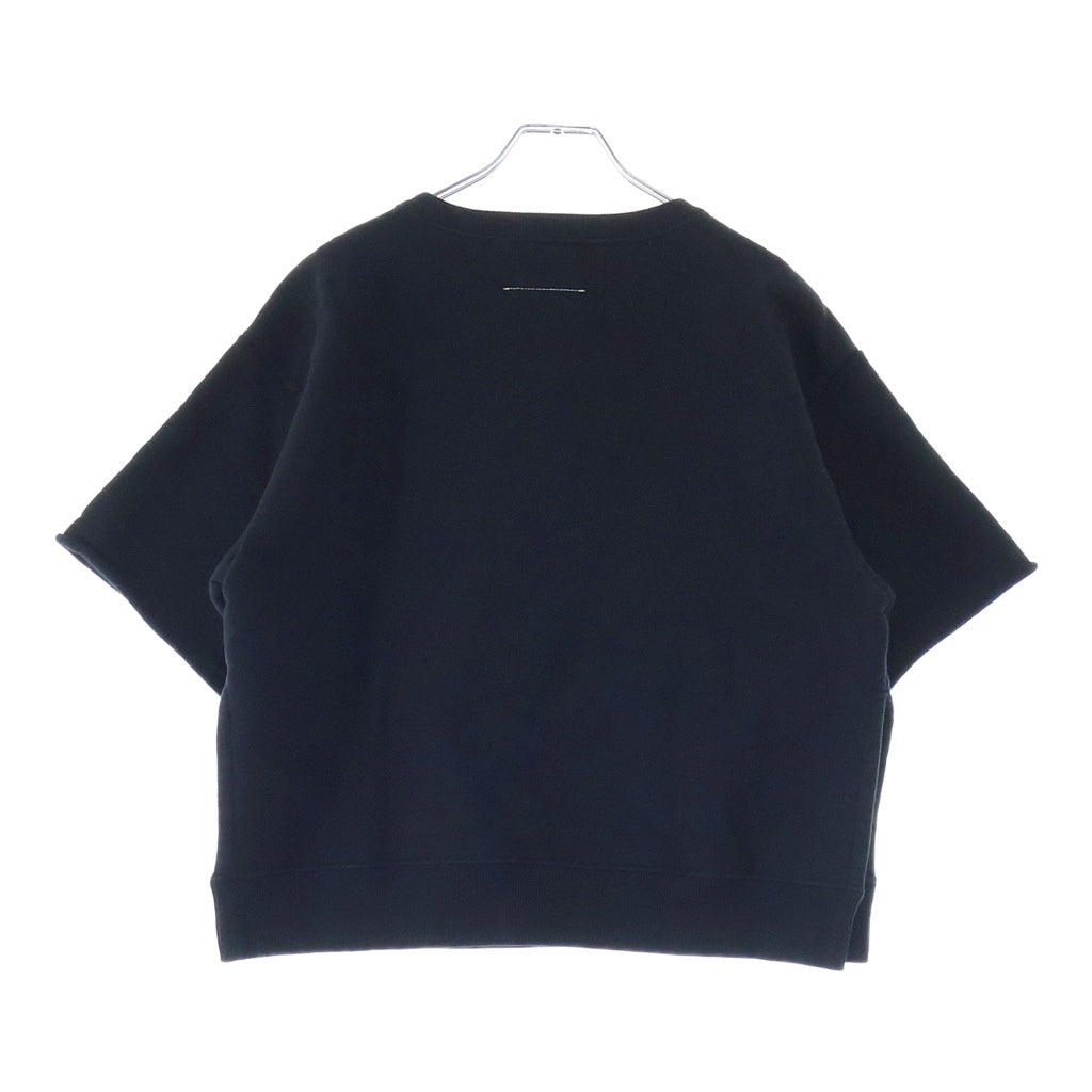 MM6 Maison Margiela(エムエムシックスメゾンマルジェラ) 19AW フロントラメプリント プルオーバー 半袖クルーネック 裏起毛 スウェット ブラック レディース S32GC0519 S25387