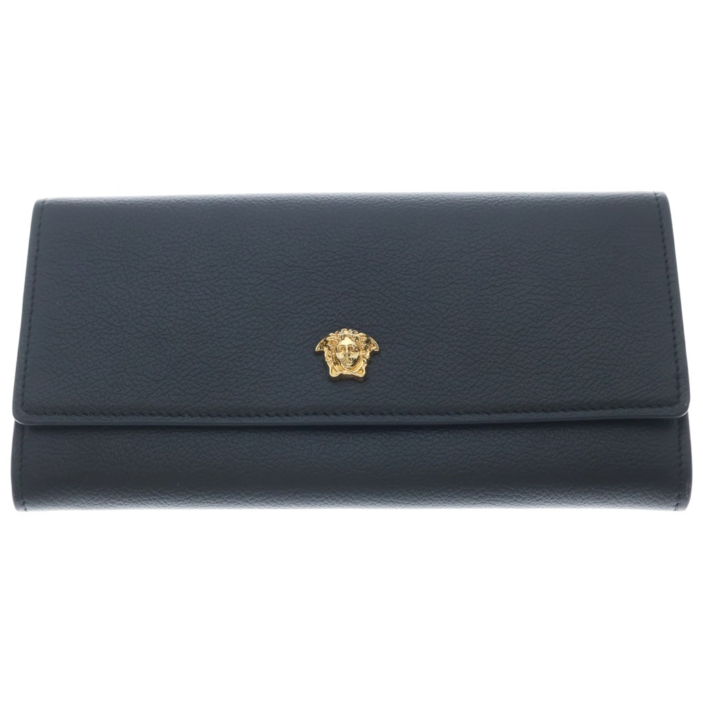VERSACE(ヴェルサーチ) メデューサデザイン フラップ レザーロングウォレット ブラック 1015580 レディース