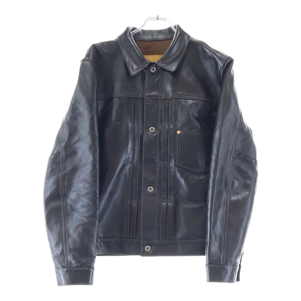 Y'2 LEATHER(ワイツーレザー) ANILINE HORSE WW2 JEAN JACKET 1st型 アニリン ホース レザー タックフロント ジャケット ブラック LB-140-T