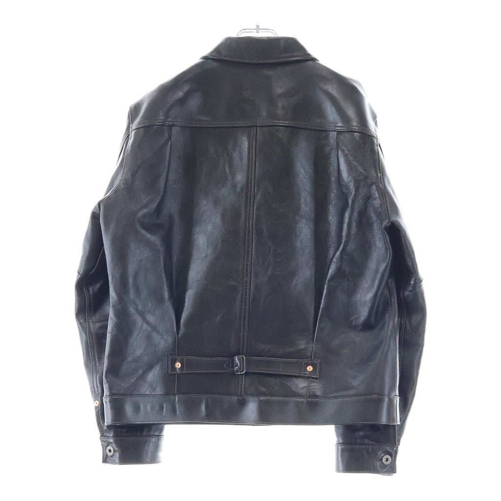 Y'2 LEATHER(ワイツーレザー) ANILINE HORSE WW2 JEAN JACKET 1st型 アニリン ホース レザー タックフロント ジャケット ブラック LB-140-T