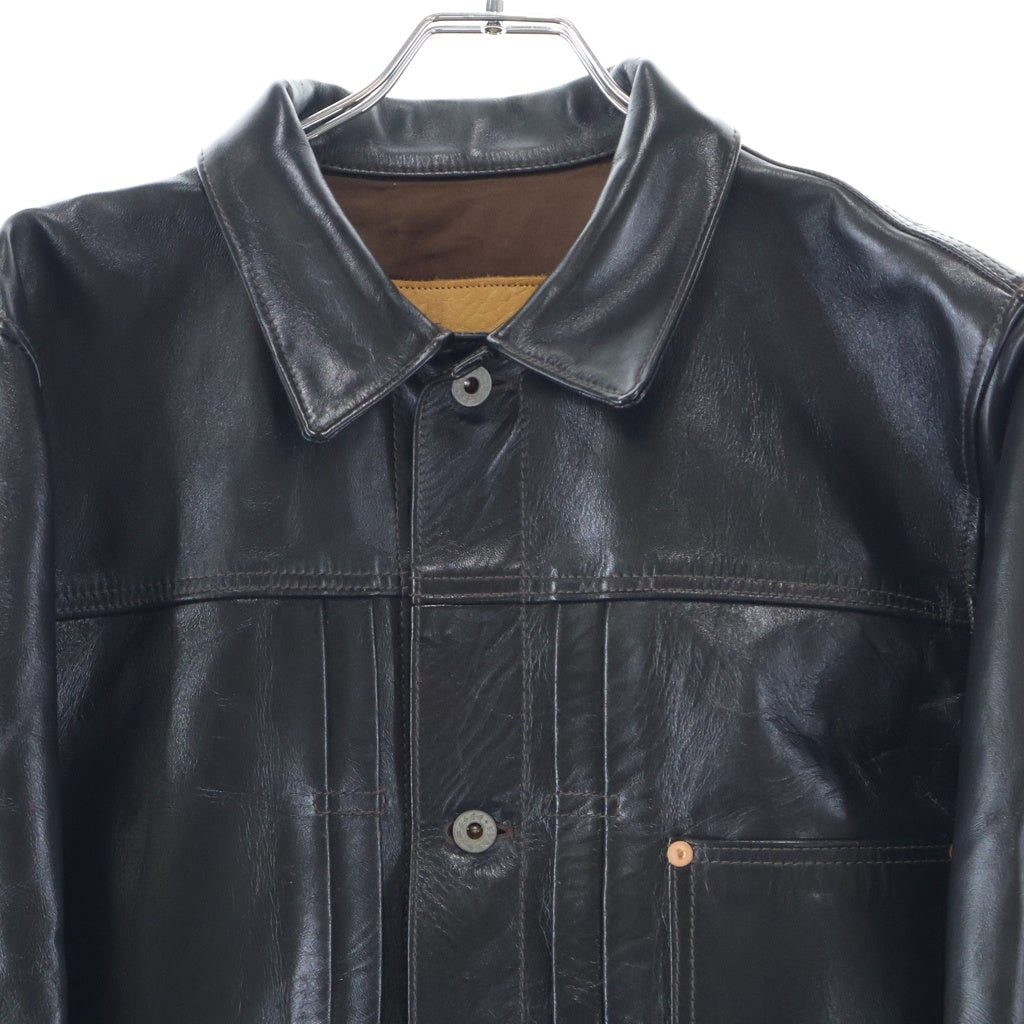 Y'2 LEATHER(ワイツーレザー) ANILINE HORSE WW2 JEAN JACKET 1st型 アニリン ホース レザー タックフロント ジャケット ブラック LB-140-T