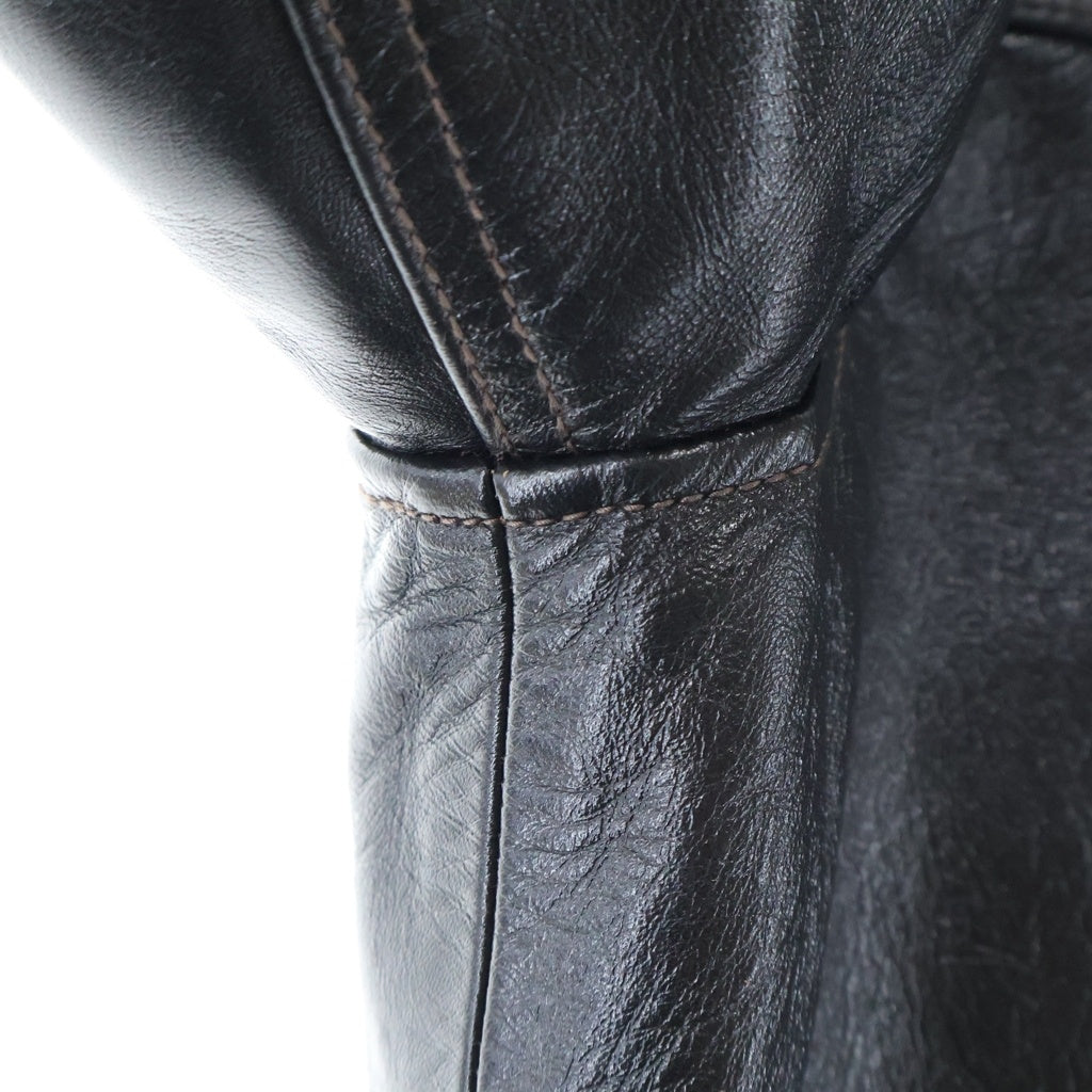 Y'2 LEATHER(ワイツーレザー) ANILINE HORSE WW2 JEAN JACKET 1st型 アニリン ホース レザー タックフロント ジャケット ブラック LB-140-T