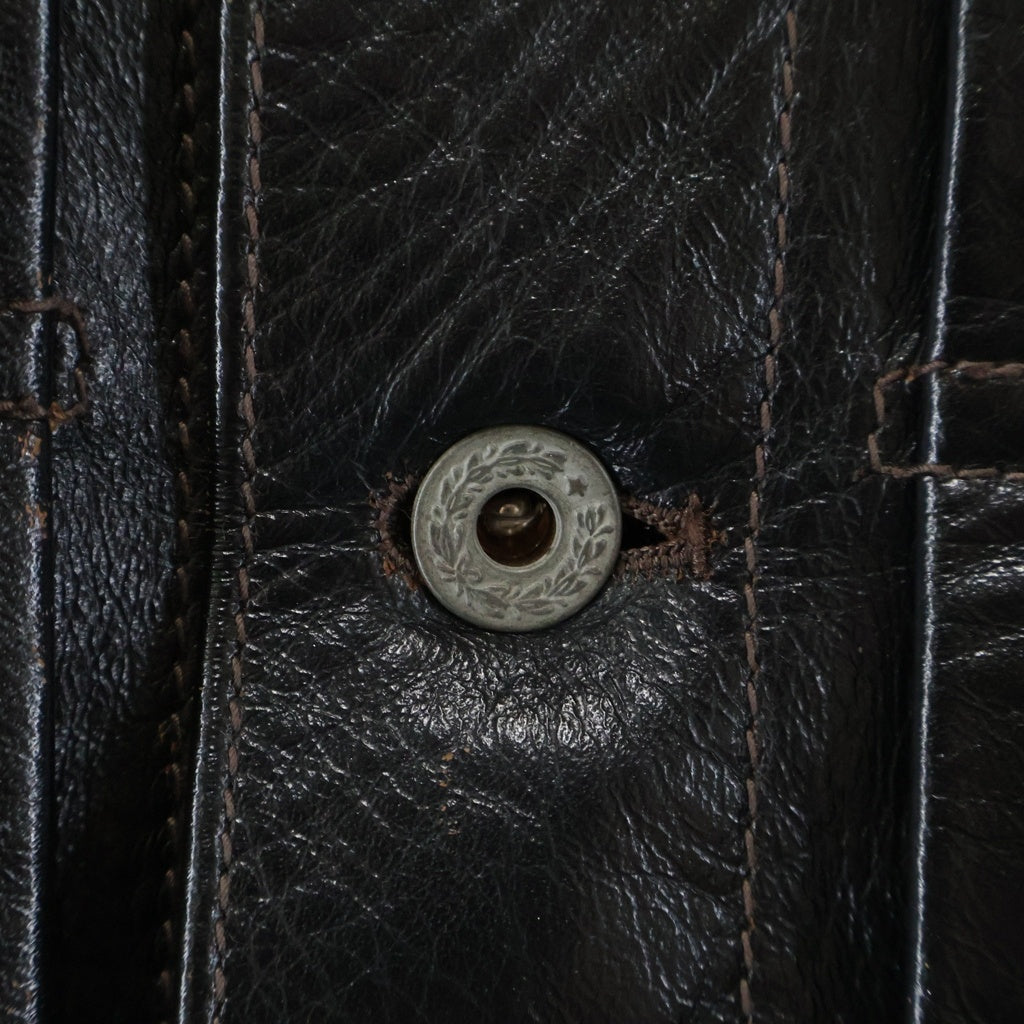 Y'2 LEATHER(ワイツーレザー) ANILINE HORSE WW2 JEAN JACKET 1st型 アニリン ホース レザー タックフロント ジャケット ブラック LB-140-T