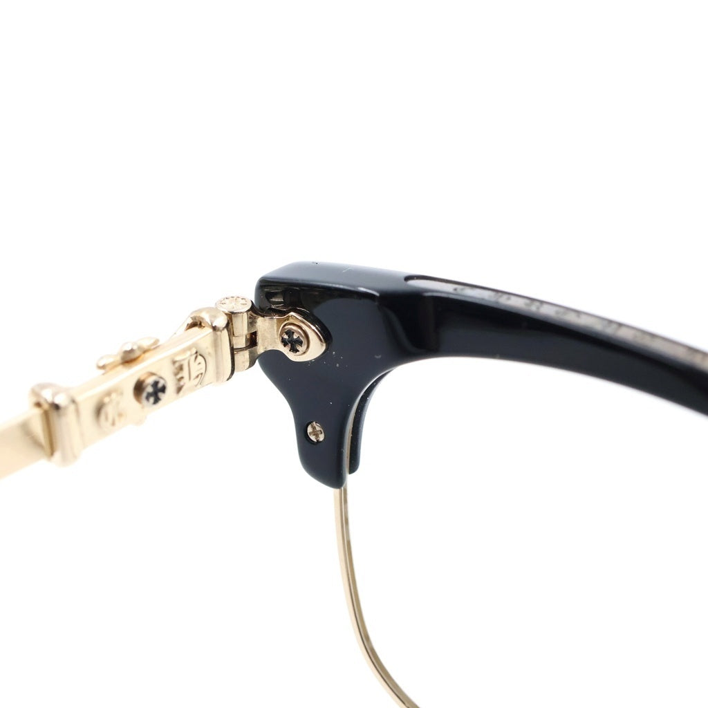 CHROME HEARTS(クロムハーツ) BONENNOISSEUR 2 テンプルCHクロス ハーフリム サングラス アイウェア 眼鏡 ブラック/ゴールド