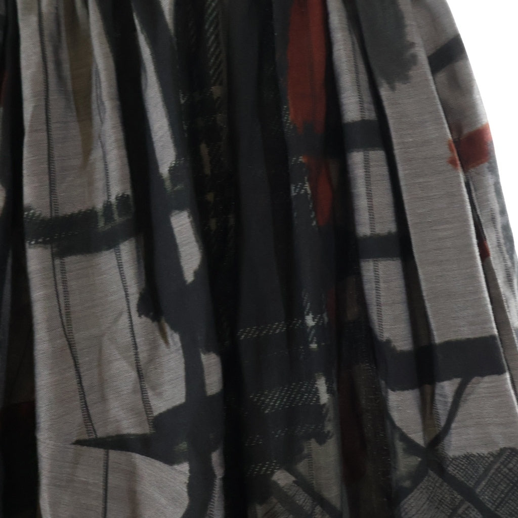 Y's(ワイズ) CU/DUNGAREE TWILL PLAID PRINT GATHER SKIRT ツイル プレイド プリント イージーロングスカート レディース ブラック YV-S07-228