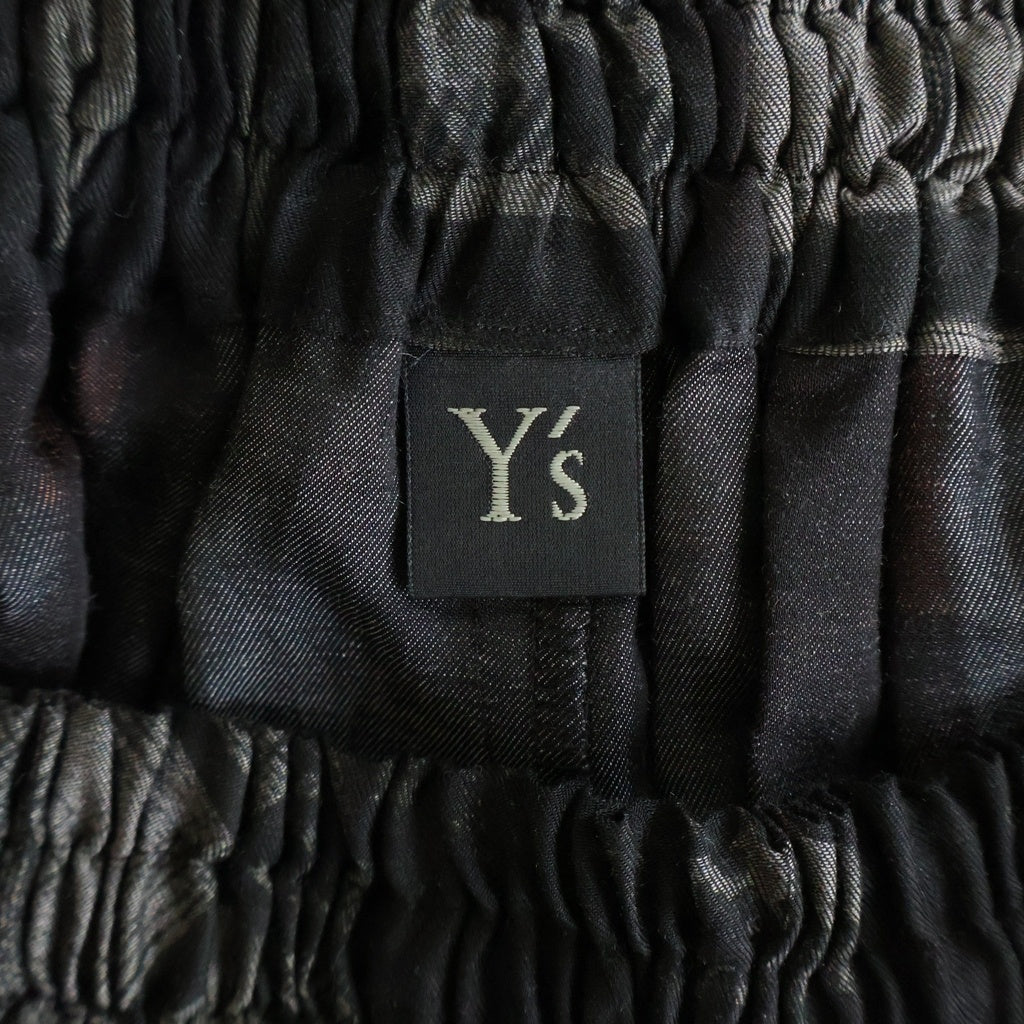 Y's(ワイズ) CU/DUNGAREE TWILL PLAID PRINT GATHER SKIRT ツイル プレイド プリント イージーロングスカート レディース ブラック YV-S07-228
