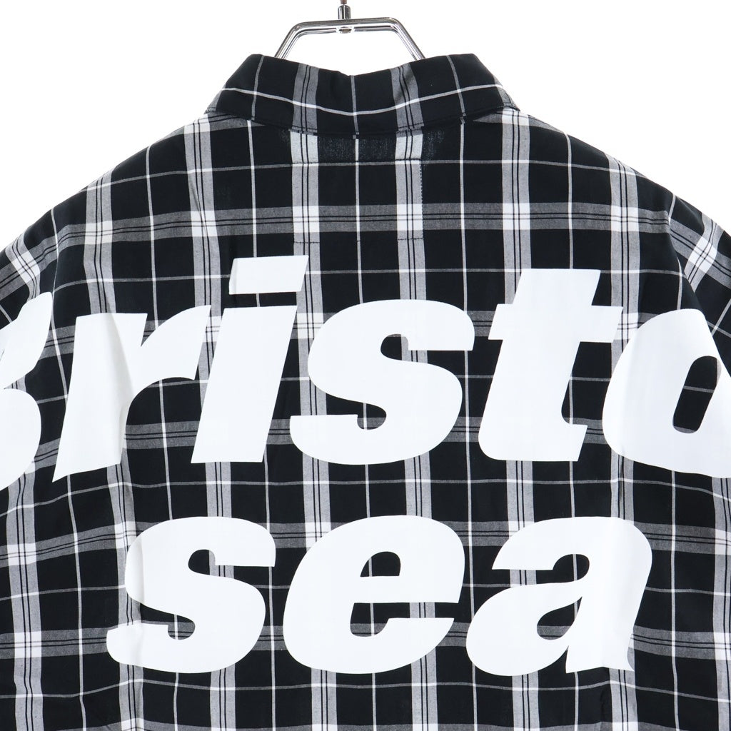 F.C.R.B.(エフシーアールビー) 22SS ×WIND AND BRISTOL SEA S/S BAGGY SHIRT ウィンダンシー チェック柄 バックロゴプリント 半袖バギーシャツ ブラック FCRB-220153