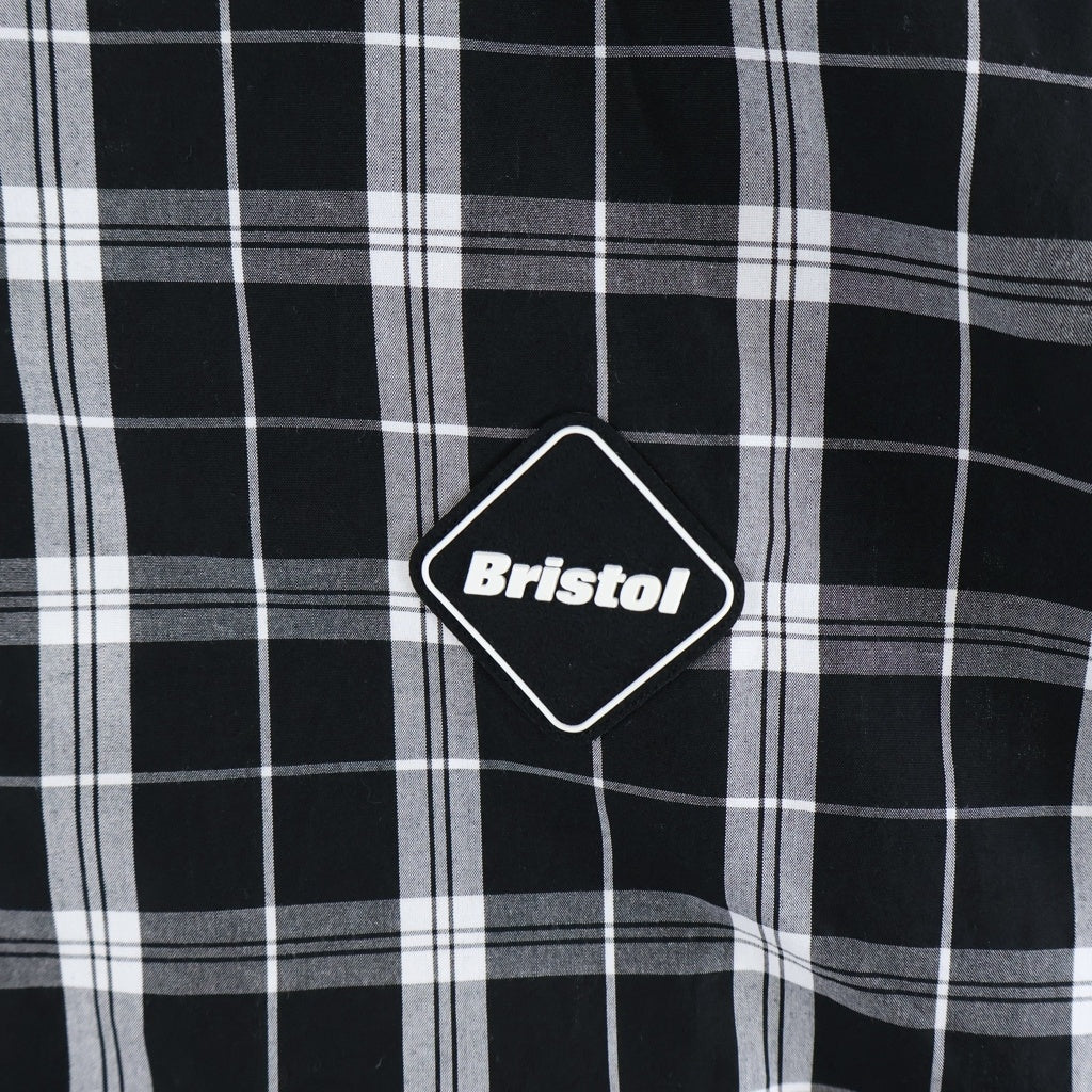 F.C.R.B.(エフシーアールビー) 22SS ×WIND AND BRISTOL SEA S/S BAGGY SHIRT ウィンダンシー チェック柄 バックロゴプリント 半袖バギーシャツ ブラック FCRB-220153