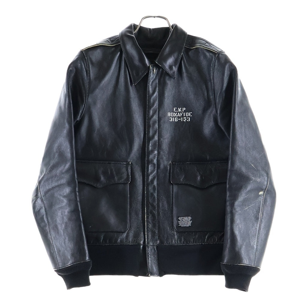 COOTIE(クーティー) HORSEHIDE ホースハイド 両面プリント レザーA-2 ジャケット ブラック