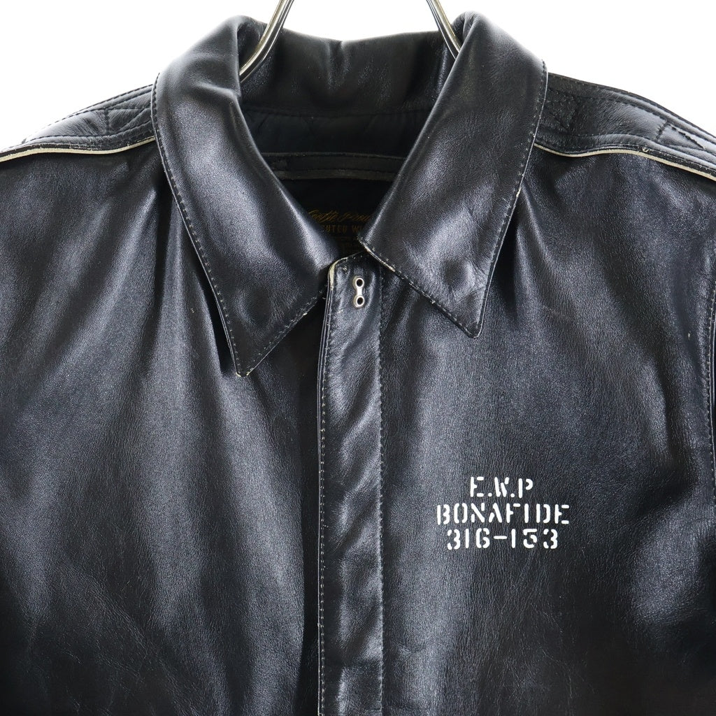 COOTIE(クーティー) HORSEHIDE ホースハイド 両面プリント レザーA-2 ジャケット ブラック