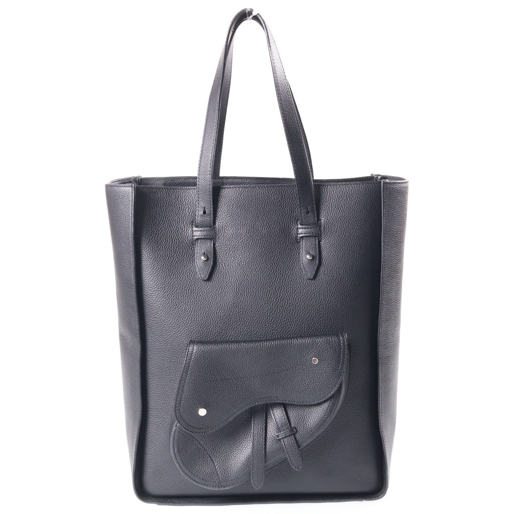 Christian Dior(クリスチャンディオール) サドル ラージ バーティカルトート 2WAY レザーショルダーバッグ シルバー金具 ブラック 29-BO-0149 レディース