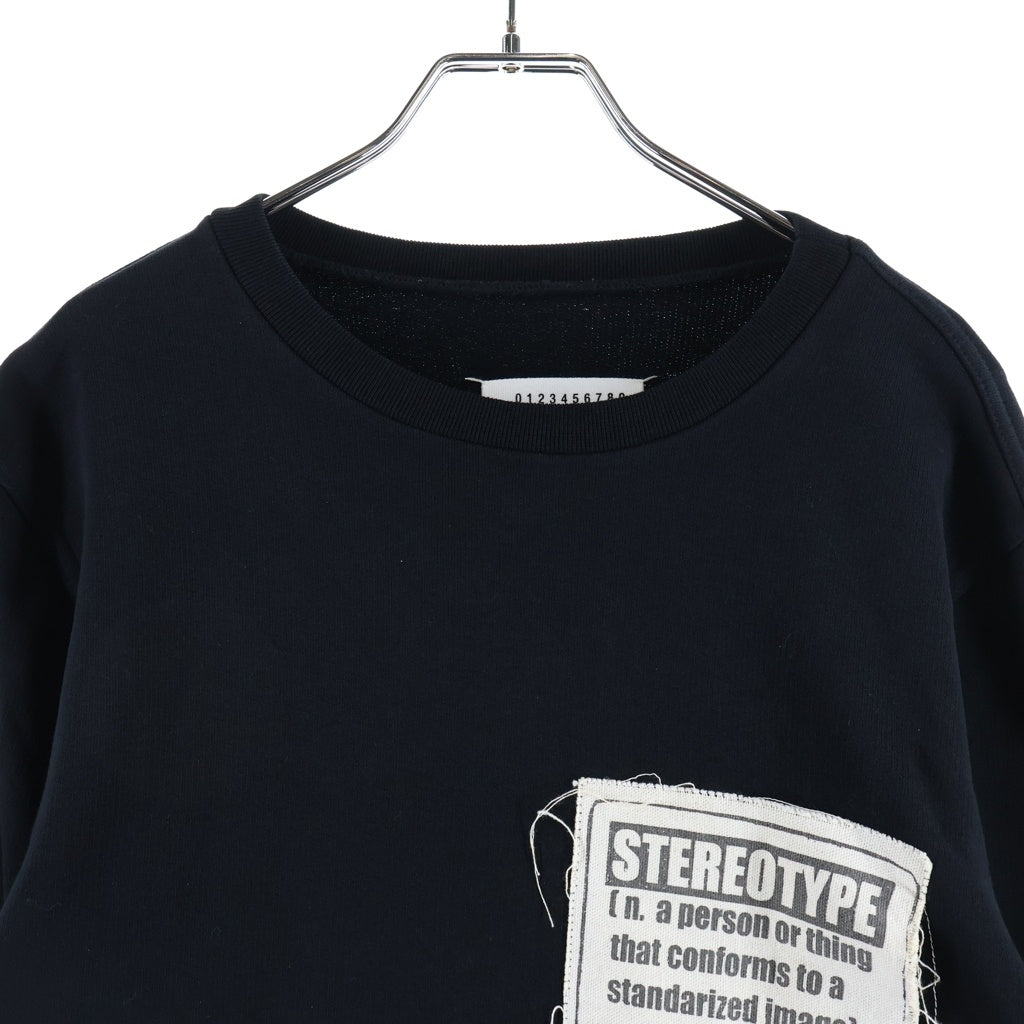 Maison Margiela(メゾンマルジェラ) 18SS ステレオタイプパッチ プルオーバー クルーネックスウェットシャツ トレーナー ブラック S30GU0062 S25279