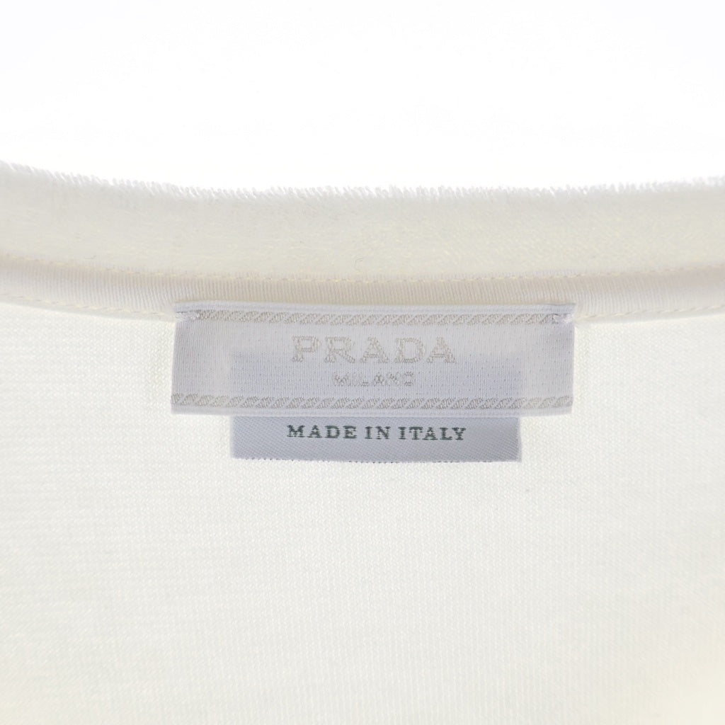 PRADA(プラダ) パイル トライアングルロゴプレート クルーネック半袖Tシャツ カットソー ホワイト UJN885