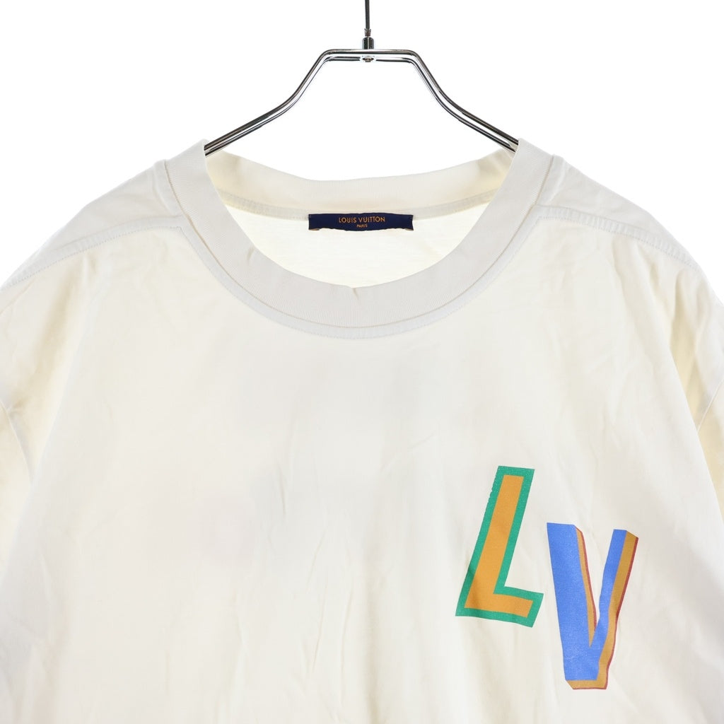 LOUIS VUITTON(ルイヴィトン) 21SS ×NBA ヴァージルアブロー期 両面プリント ロゴエンブロイダリー クルーネック半袖Tシャツ カットソー アイボリー RM212M DT3 HLY20W