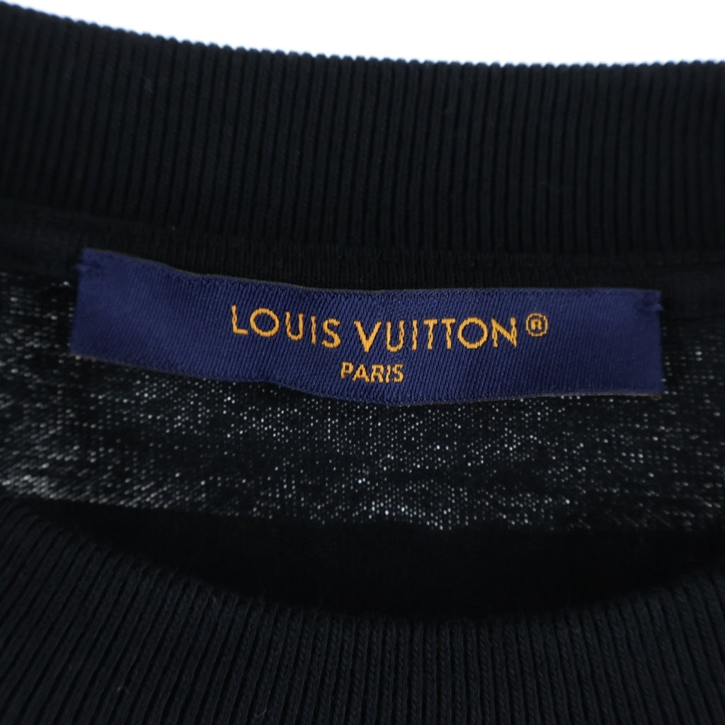 LOUIS VUITTON(ルイヴィトン) 24SS フロントロゴ パール エンブロイダードシグネチャー クルーネック半袖Tシャツ カットソー ブラック RM241 NPL HQY71W