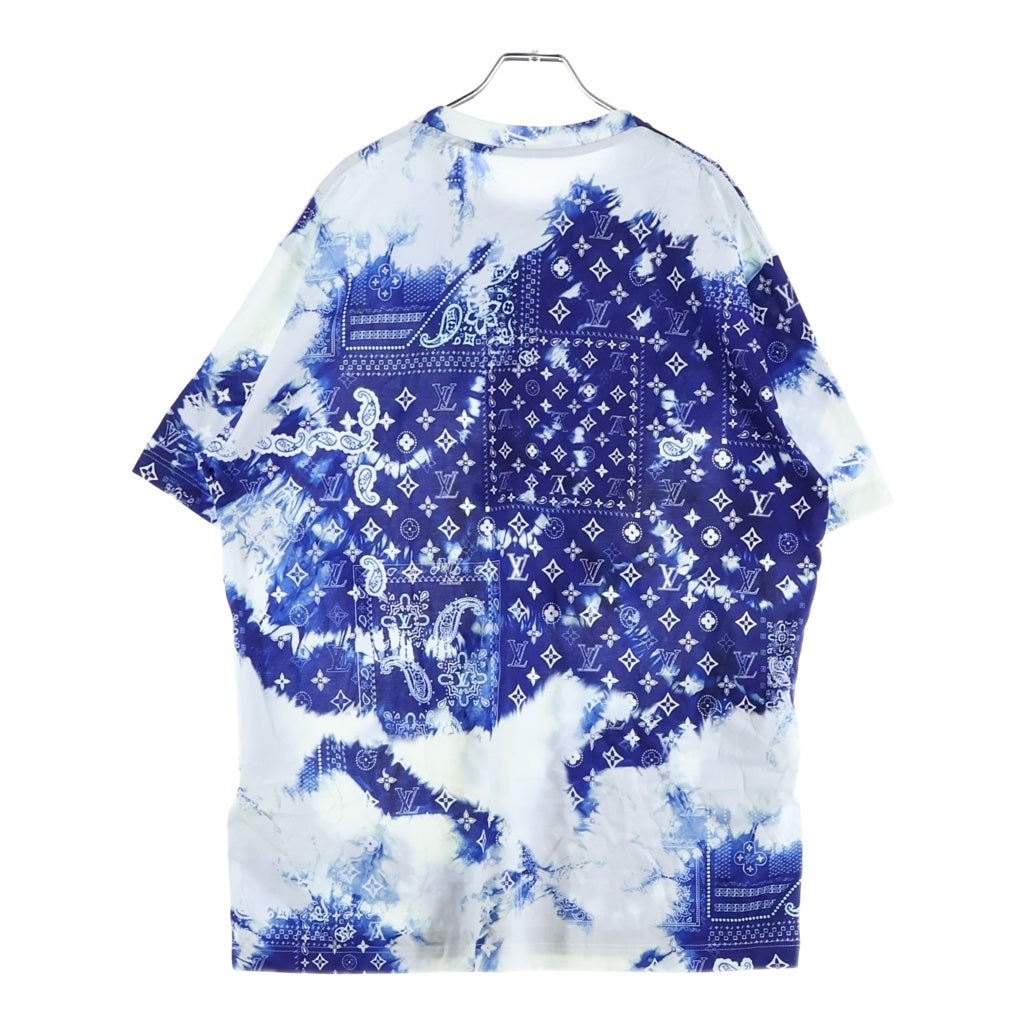 LOUIS VUITTON(ルイヴィトン) 22AW モノグラム バンダナプリント クルーネック半袖Tシャツ カットソー ブルー/ホワイト RM222M NPG HNY26W