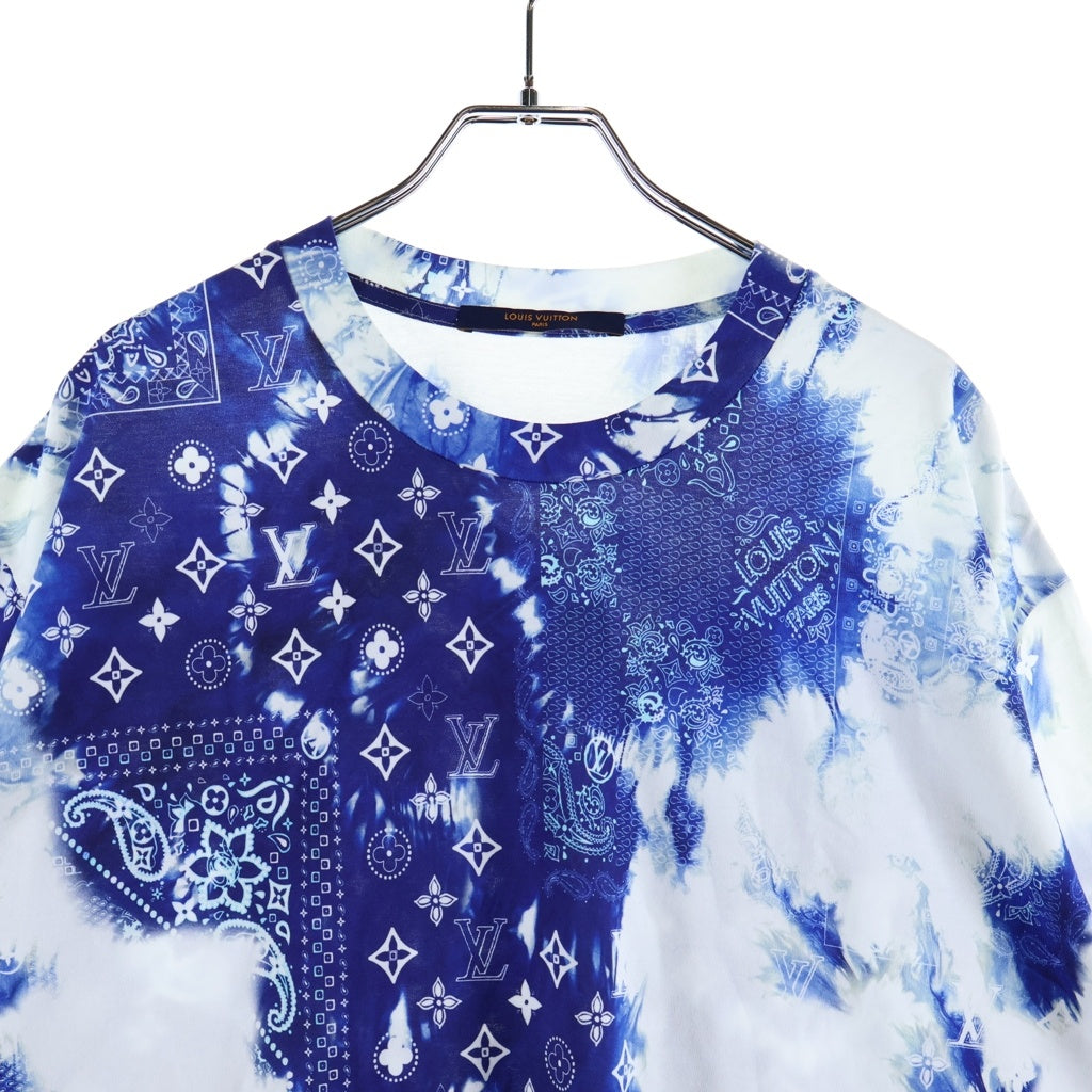 LOUIS VUITTON(ルイヴィトン) 22AW モノグラム バンダナプリント クルーネック半袖Tシャツ カットソー ブルー/ホワイト RM222M NPG HNY26W