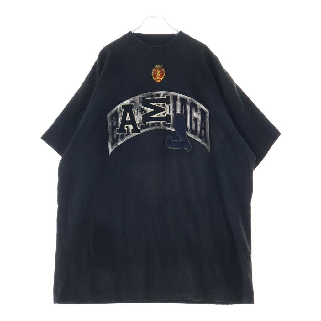 BALENCIAGA(バレンシアガ) 23SS SKATER OVERSIZED T-SHIRT スケーター クラッシュダストワッペン加工Tシャツ 半袖クルーネックカットソー ブラック 739028 TOVN2