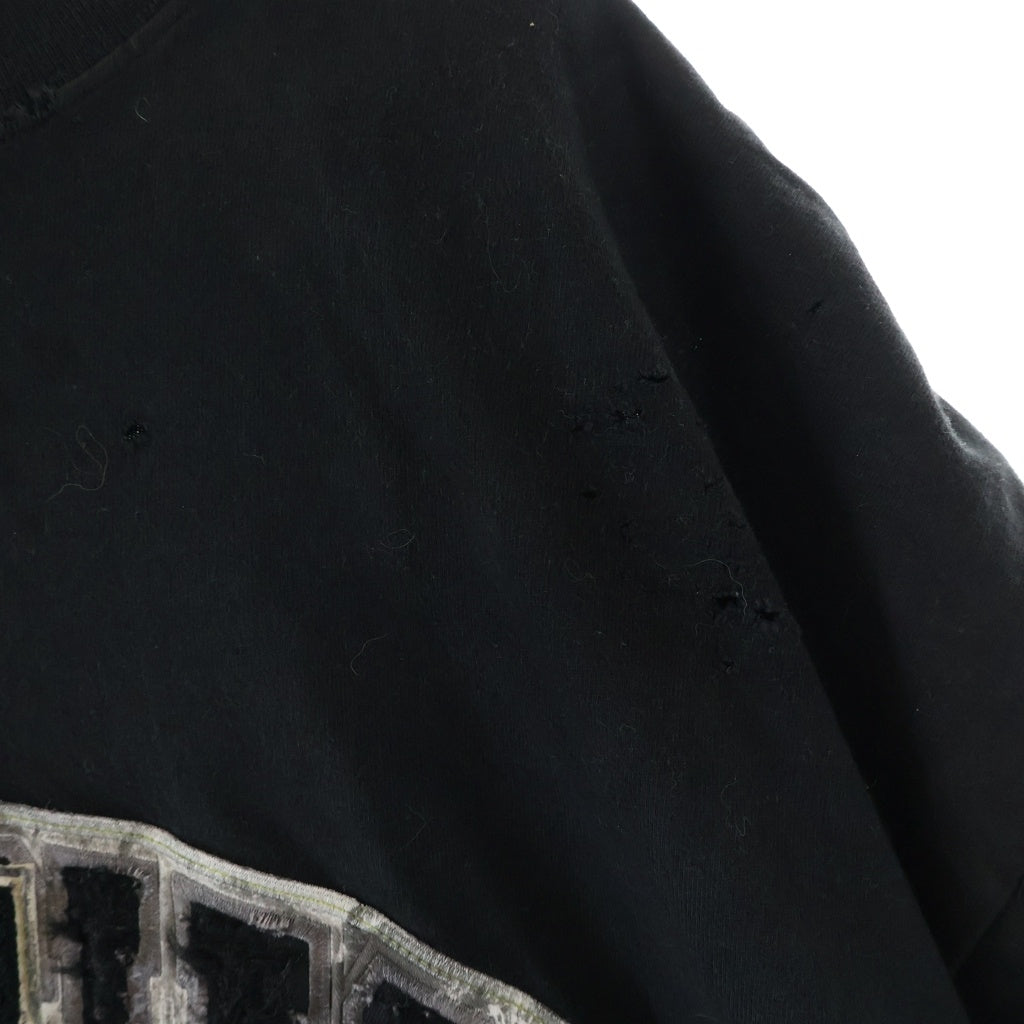 BALENCIAGA(バレンシアガ) 23SS SKATER OVERSIZED T-SHIRT スケーター クラッシュダストワッペン加工Tシャツ 半袖クルーネックカットソー ブラック 739028 TOVN2