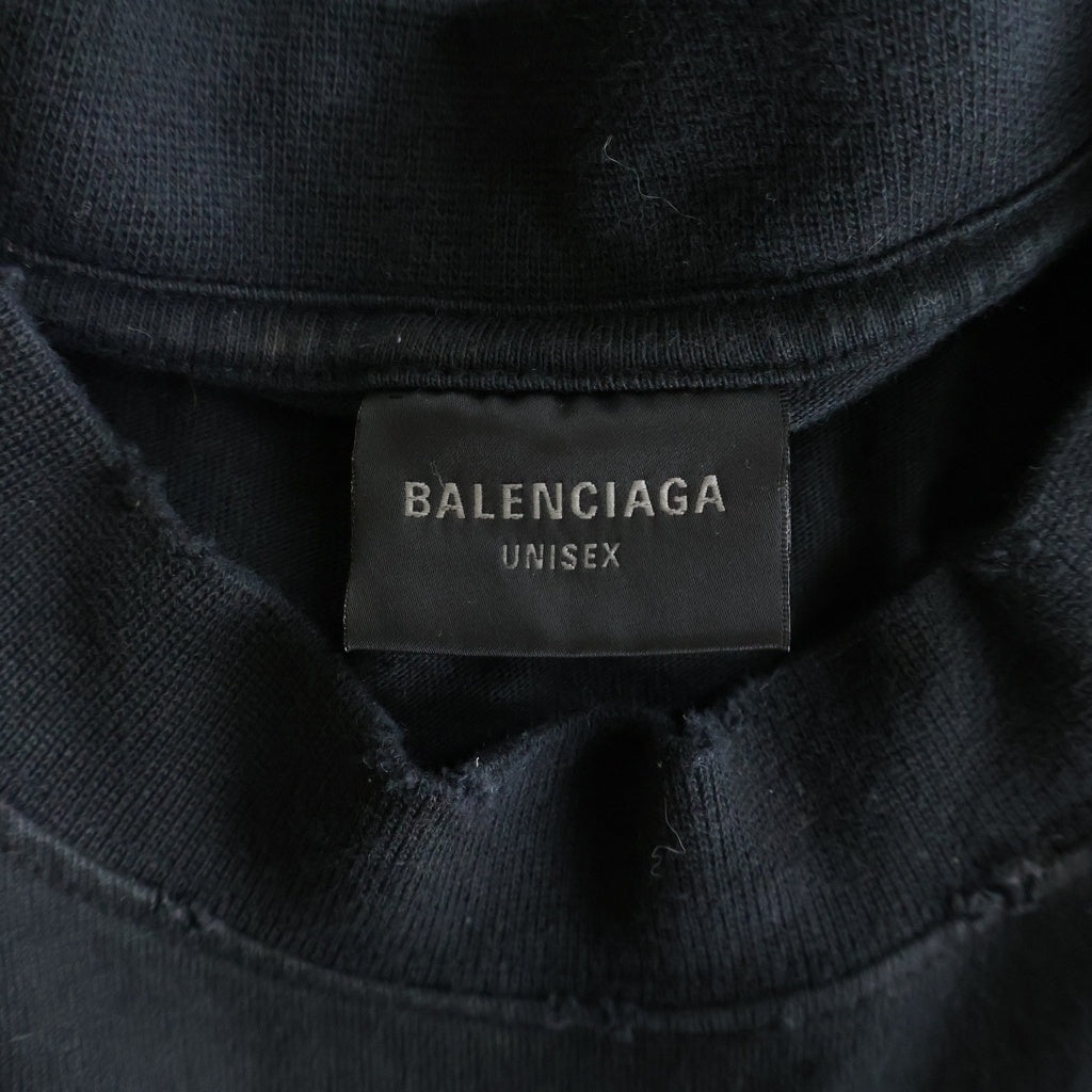 BALENCIAGA(バレンシアガ) 23SS SKATER OVERSIZED T-SHIRT スケーター クラッシュダストワッペン加工Tシャツ 半袖クルーネックカットソー ブラック 739028 TOVN2