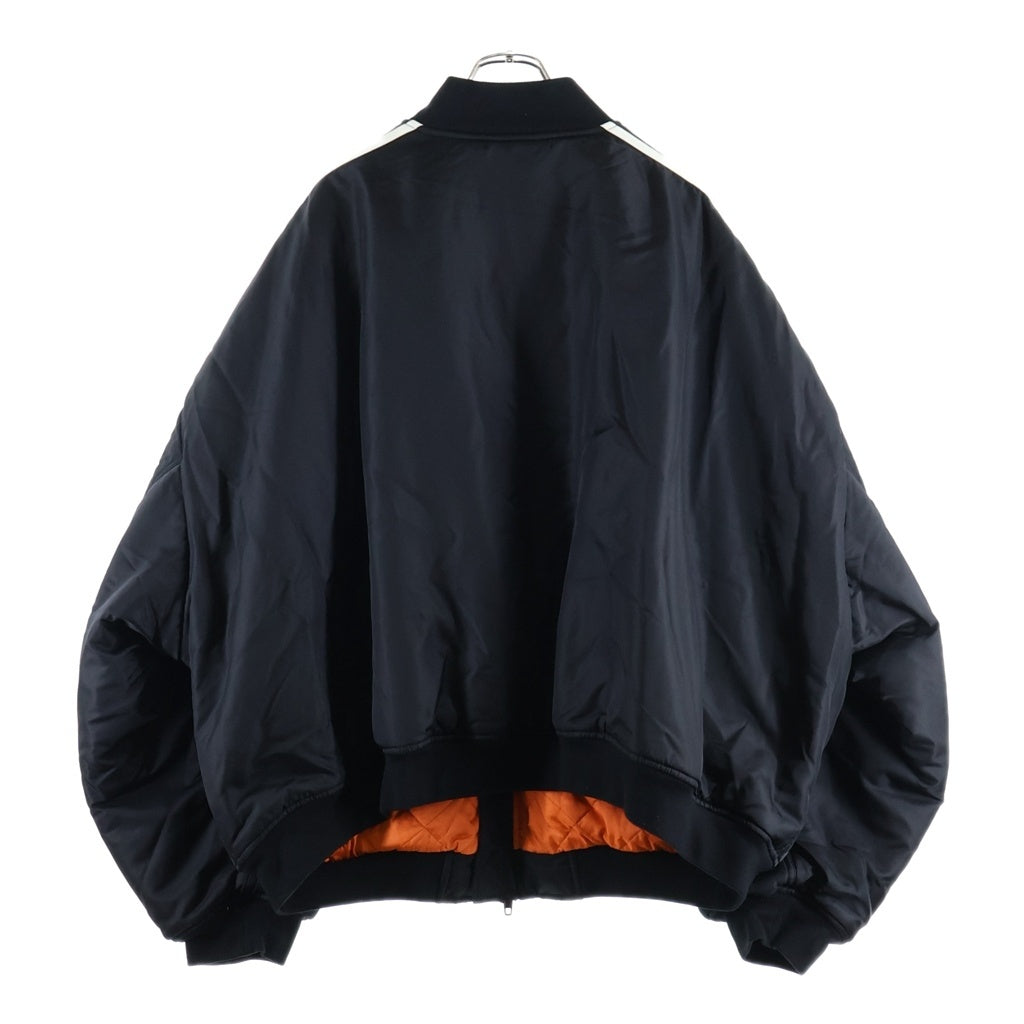 BALENCIAGA(バレンシアガ) 23SS ×ADIDAS SIDE LINE BOMBER JACKET アディダス サイドスリーライン ボンバージャケット MA-1 ジップアップブルゾン ブラック 725335 TNO27