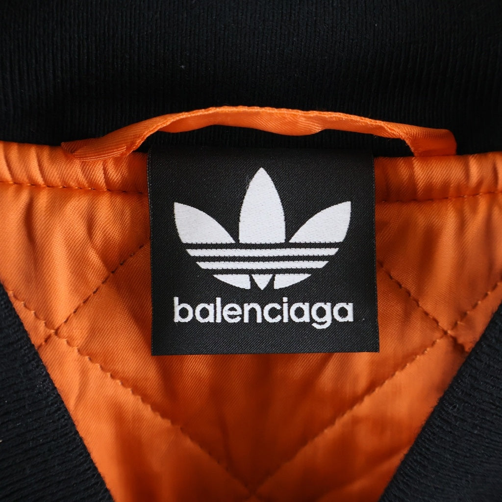 BALENCIAGA(バレンシアガ) 23SS ×ADIDAS SIDE LINE BOMBER JACKET アディダス サイドスリーライン ボンバージャケット MA-1 ジップアップブルゾン ブラック 725335 TNO27