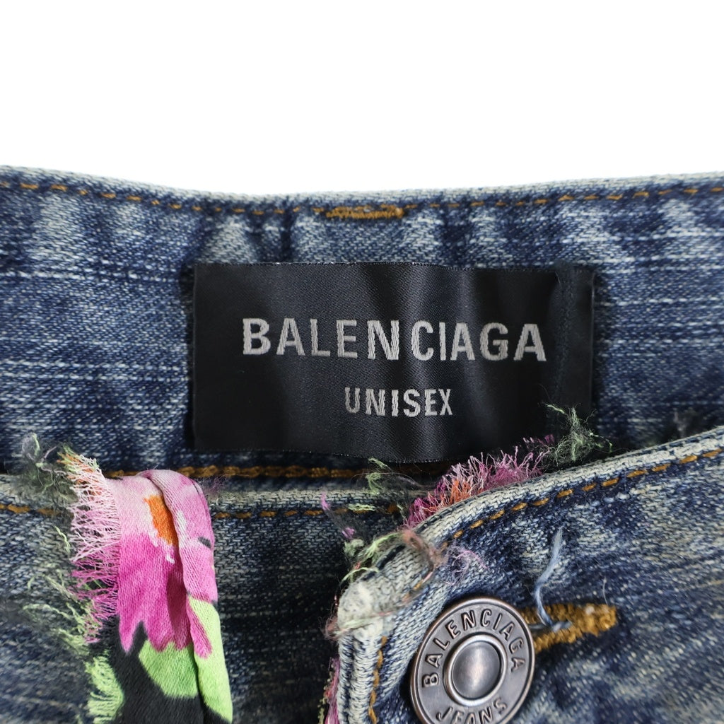 BALENCIAGA(バレンシアガ) 24AW Y2K STRETCHED KNEE BAGGY JEAN トライバルプリント バギーデニムパンツ インディゴ 809360 TRW77
